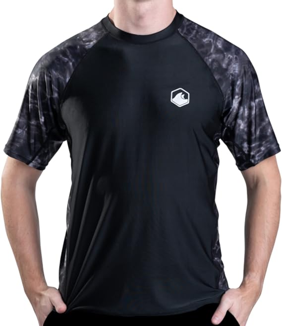 Aqua Design Mens Short Sleeve Rash Guard Swim Shirt
