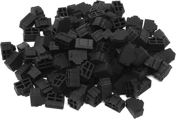 iexcell 125 Pcs Black Silicone Ethernet Hub Port RJ45 Anti-Dust Cover Cap Protector Plugs Stoppers for RJ45 Female Port Devices