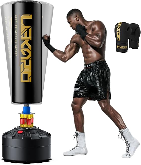 LEKARO Freestanding Punching Bag with Boxing Gloves, Heavy Boxing Bag with Stand for Adult Kids, Standing Kickboxing Bag