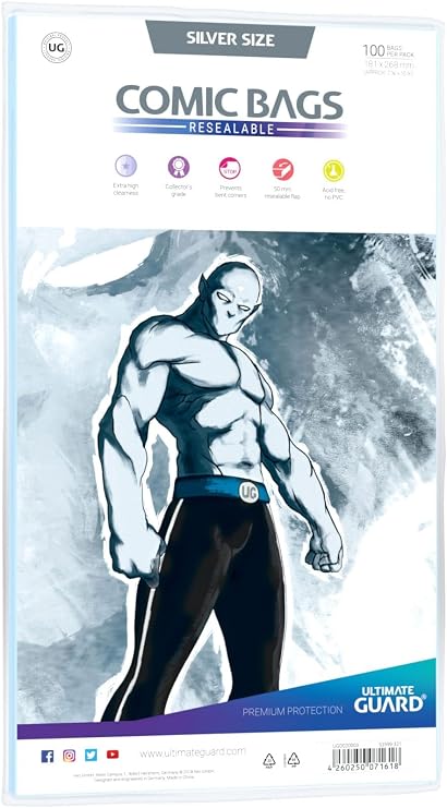 Ultimate Guard Resealable Silver Comic Bags
