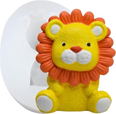 XIAOSHUI 3D Cute Cartoon Lion Silicone Candle Mold Animal Resin Gypsum Molds for Candle Making Resin Aromatherapy Gypsum Wax Soap Clay Craft