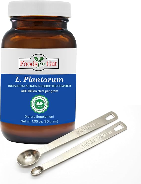 Foods For Gut Lactobacillus Plantarum Probiotic Powder 400 Billion cfu's | Made in USA | No Additives | Digestive & Immune Support | High Potency | L. Plantarum | 30 Grams (1.05 Oz)