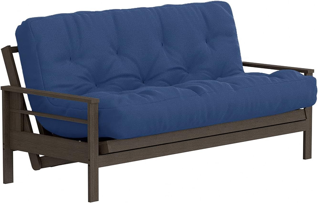 Royal Sleep Products by The Futon Factory 8 inch Foam Futon Mattress - Solid Navy Cover - Queen Size - CertiPUR Certified Foams - Made in USA - Frame not Included