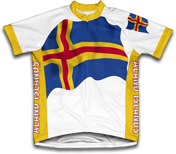 ScudoPro Aland Islands Flag Short Sleeve Cycling Jersey for Men