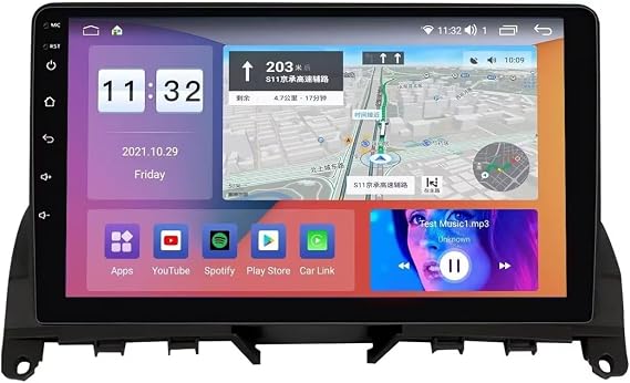 MekedeTech Android Car Radio Stereo GPS Navigation for Mercedes Benz C-Class W204 S204 2006-2011 Head Unit Replacement,Touch Screen Upgrade with Wireless CarPlay/Android Auto,4 core 1+32G