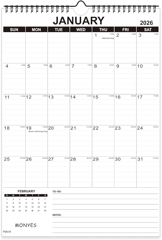 Wall Calendar 2026 Large, 17" x 12" Academic Calendar