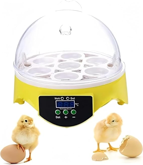 Semiautomatic Egg Incubators, 7 Eggs Hatcher, Digital Egg Incubator Automatic Temperature Control Egg Incubator Hatcher Machine(7 Eggs)