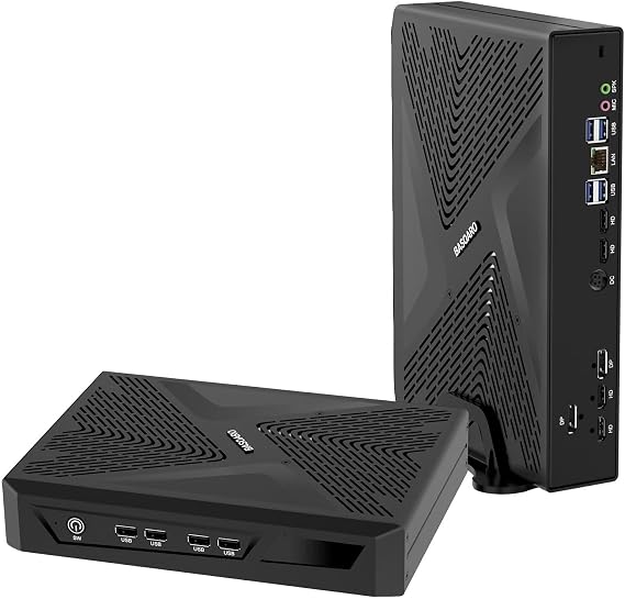 BASOARO Mini Gaming PC, Mini Desktop Computer Win 11 Pro Core i5-12450H, RTX 3050 6GB GDDR6, 64GB DDR4 RAM 1TB NVME SSD 2TB HDD, Small Form Factor 8K Quad Display, 2HD 2DP, WiFi6, BT5.2, 8USB