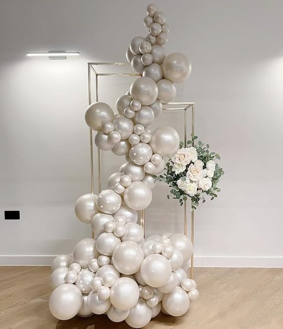 Pearl White Balloon Arch Kit 72pcs Double Stuffed Pearl White Ivory Balloons Garland 5/10/12/18 inch Different Size for Wedding Engagement Bridal Shower Baby Shower Birthday Party Decorations