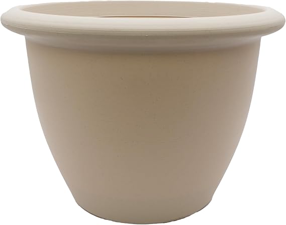 The HC Companies Sevilla Flower Planters - Durable Outdoor & Indoor Planter - Round Lightweight Self Watering Plant Pots for Herbs & More (16" Cottage Stone, Pack of 1)