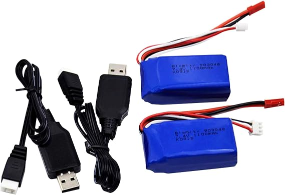 Blomiky 2 Pack 7.4Wh 7.4V 1000mAh 35C Li-ion-Po Battery with JST Plug Suitable for Wltoys A949 A959 A969 A979 A320 A321 RC Truck Cars and K929 RC Helicopter Airplane / A959