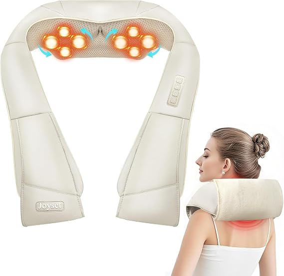 Joyset Neck and Shoulder Massager with Heat, 3D Shiatsu Kneading Wrap