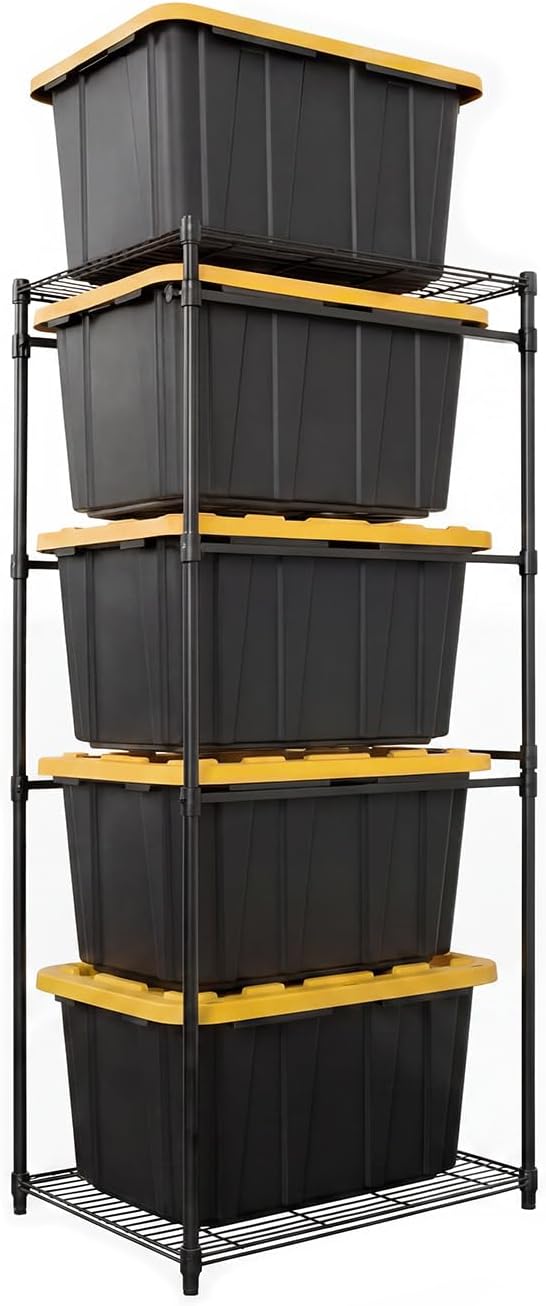 SafeRacks 5-Tier Steel Tote Rack (Multi-Fit) for 27-Gallon Bins