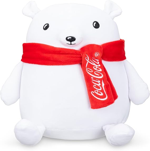 Coca-Cola 9" Polar Bear Snowball Plushies, Soft, Squishy Stuffed Animal, Great Gift for Boy, Girl, Kids & Toddlers for Christmas & Birthdays, Cuddle Pillow, Dorm Bed Decor