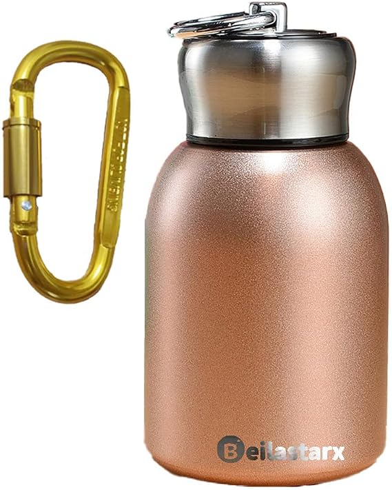 10oz Mini Vacuum Insulated Water Bottle - Small Stainless Steel Water Bottle Portable Leak-Proof Metal Sports Hot and Cold Water Bottle for Indoor and Outdoor (Gold, 10oz)