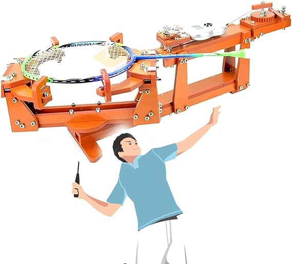 Badminton Racquet Stringing Machine, 6-Point Fixed 60LB Winch Type Badminton String Machine, Racket Frame Stringing Machine for DIY Badminton Rackets