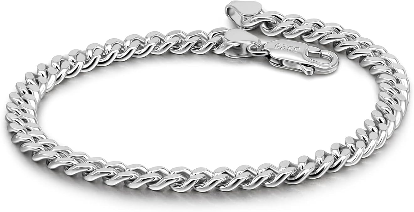 Dankadi Italian Sterling Silver Cuban Link Chain Bracelet Men 3MM 4MM 5MM 6.3 "6.7" 7 "7.5" 8 "8.5" 9 "Solid 925 Silver Bangle For Woman Cuff Jewelry Gift