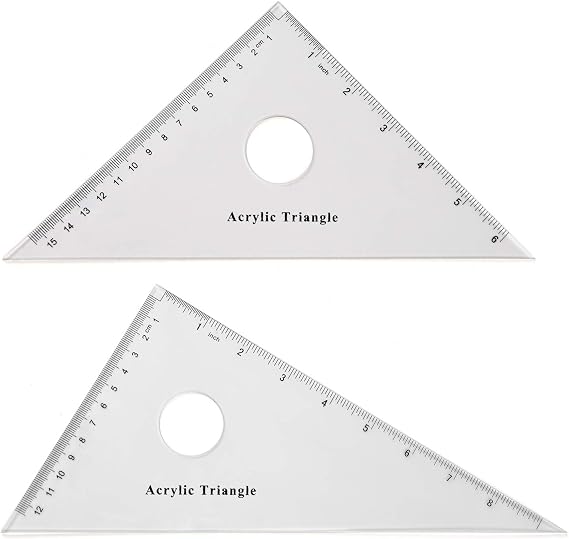 Coopay Large Triangle Ruler Set Square, 30/60 and 45/90 Degrees, Circular Hollow