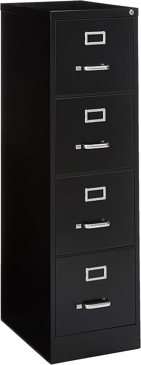 Lorell 4-Drawer Vertical File, 15 by 22 by 52, Black
