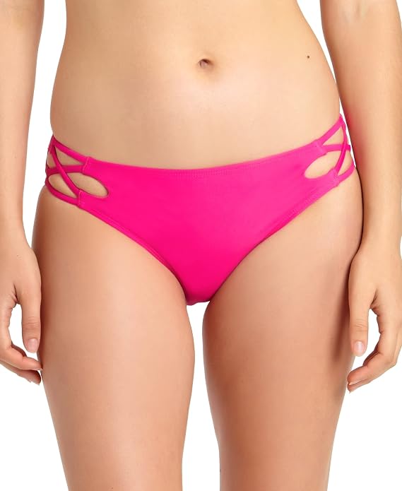 California Waves Callisto of California Womens Caged Hipster Swim Bottom Separates Pink XS Raspberry