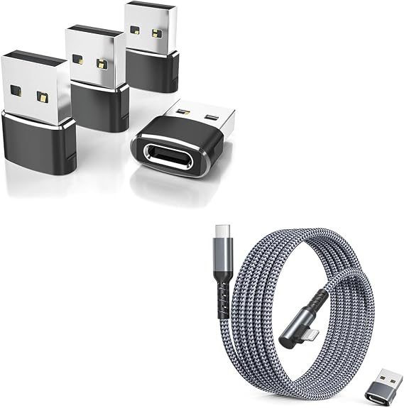 Elebase 5Pack USB Adapters with USBC to Angled Lightning Charger Cable for iPhone 14 13 12,iPad 9th 8th