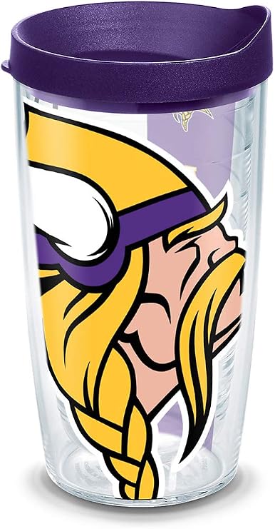 Tervis NFL Minnesota Vikings - Colossal Made in USA Double Walled Insulated Tumbler Travel Cup Keeps Drinks Cold & Hot, 16oz, Classic
