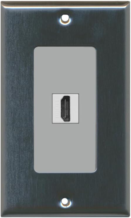 RiteAV HDMI 2.0 Wall Plate 1 Gang Decorative - 1 Port - Stainless Steel/Gray