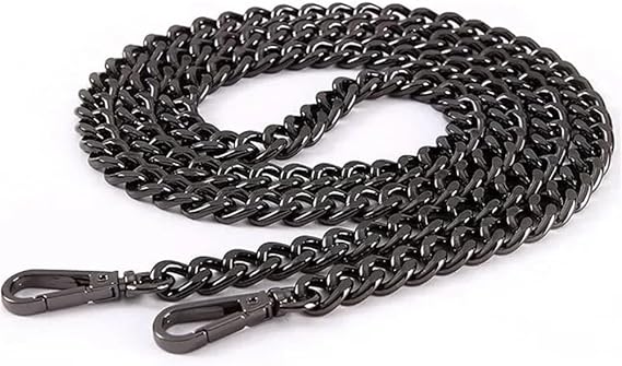 bag strap 120cm Metal Aluminum Bag Chain Strap Handle Shoulder Crossbody Handbag Bag for DIY Metal Replacement Chains Bag Parts Gifts replacement bag strap(Black)