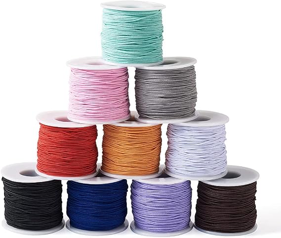 490 Yards 1mm Beading Elastic Cords Stretch String Elastic Cord Elastic Rope Crafting Threads for Jewelry Making Polyester Round Thread for Clothes Shoes