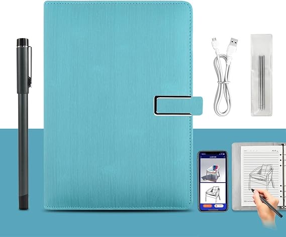 Syncify Digital Sketchbook Pro V2 - A5 Erasable Paper Refill + 5 Spare Refills, Smart Sync Pen & Notebook for Drawing, Writing, Note-Taking(Light blue)