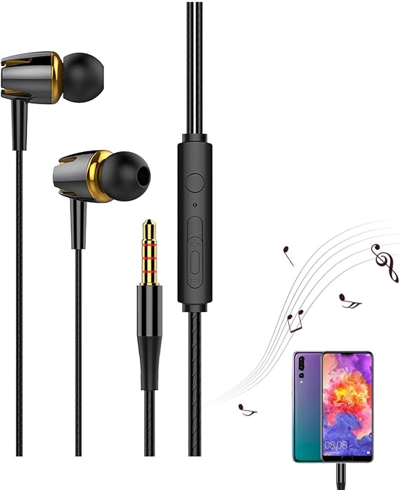 Wired Earbuds – High-Fidelity In-Ear Headphones with Noise Isolation | Skin-Friendly Silicone Hat | Wired Earphones with 3.5mm Jack for Phones, Laptops & Consoles