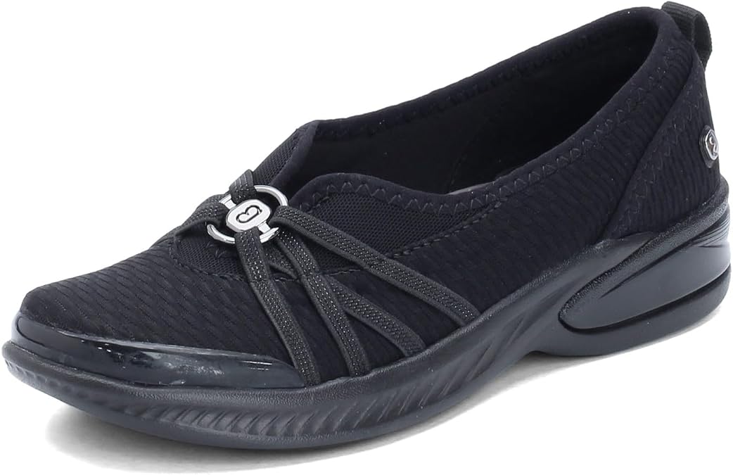 LifeStride BZees Womens Niche Slip-On Comfort Ballet Flat, Black Mesh, 10 US