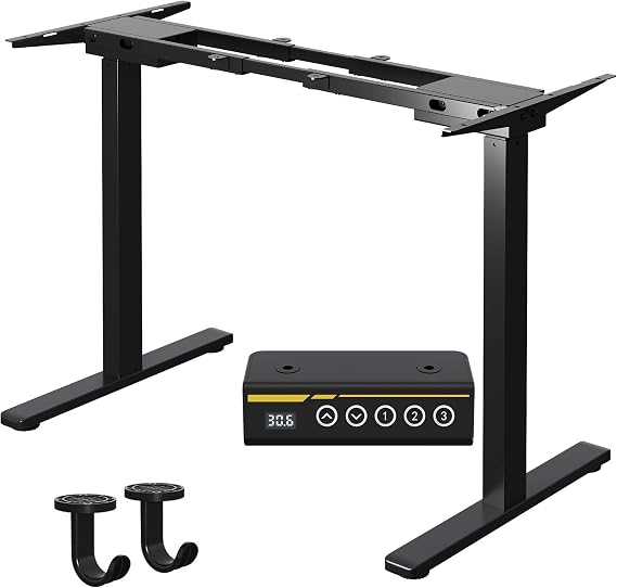 Dual Motor Electric Standing Desk Frame,Adjustable height and length,The maximum size it can accommodate is 63*28 inches for the tabletop,3 Preset Heights,Rated for 264 pounds of weight.Black