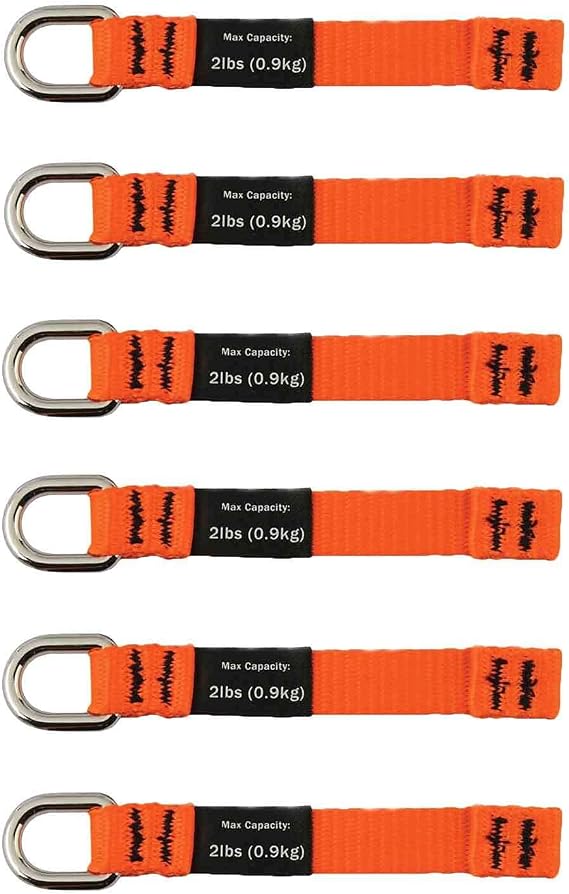 Ergodyne Squids 3700 Web Tool Tail Attachments, 6-Pack, 2 Pounds, Medium Length|4.5,Orange