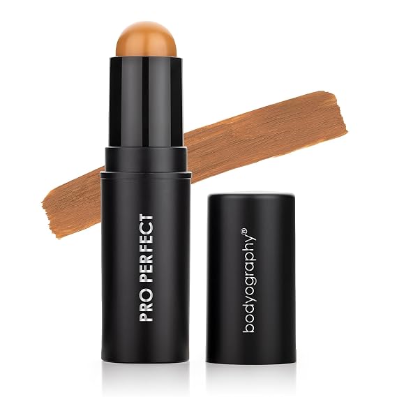 Bodyography Pro Perfect Foundation Stick - Demi-Matte Finish with A Natural Look - Enhancer for Concealing, Highlighting, and Contouring - Vitamin C & E (Latte)