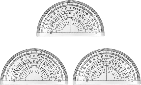 LICQIC Clear Plastic Protractor 180 Degrees 4 Inches, 3 Pcs | Suitable for Angle Measurement, Student Maths, Classroom, School Office