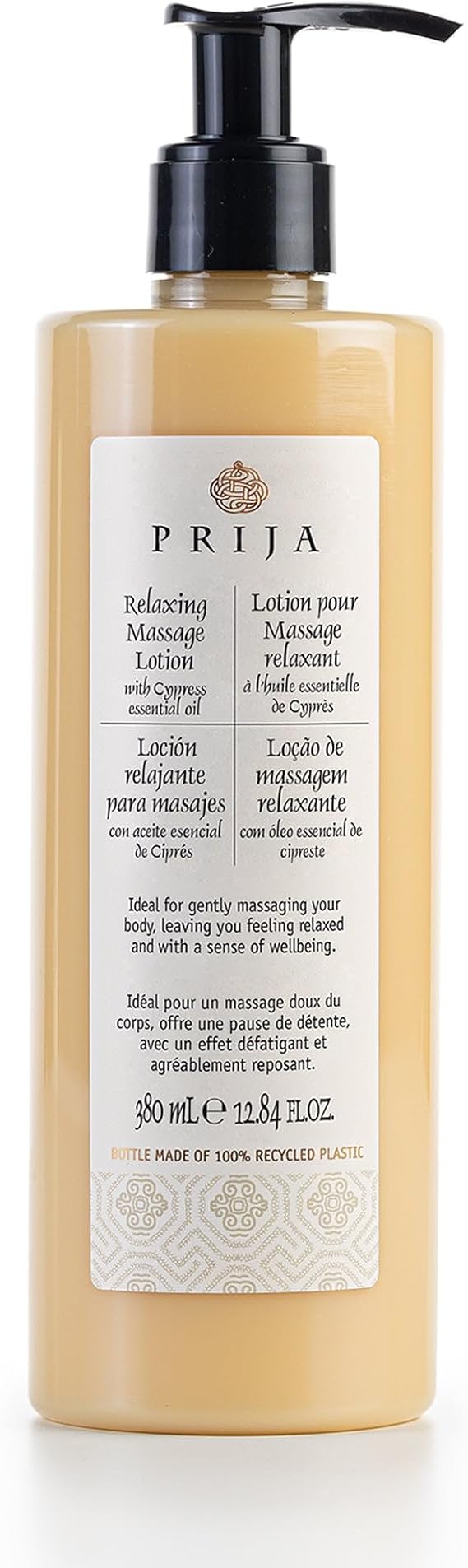 Prija Massage Lotion with Cypress Fragrance Spa Wellness 12.85 fl oz | Body Lotion for Relaxation and Massage with Cypress Fragrance. Hydrating and Nourishing. Professional Spa.