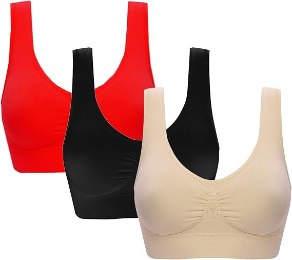 Sports+Bras+for+Women+Large+Bust 3PCS Sports Bras for Women 2025 Plus Size Seamless Wireless Workout Everyday Push Up Comfortable Breathable Sleep Bra