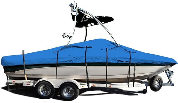 EliteShield Sea Doo Challenger 230 2007 2008 2009 with Wakeboard Tower Trailerable Ski Boat Storage Cover Heavy Duty Waterproof Blue Color