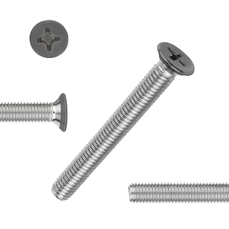 QISHENG 100 PCS Black Head #6-32X1 Stainless Steel Phillips Flat Head Machine Screws,DIY,Repair,Install Furniture and Electrical Appliances Screws,Stainless Steel 18-8 A2(304) Screw