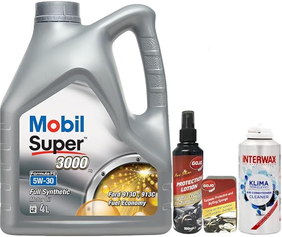 Mobil Super 3000 X1 Formula FE 5W30 Motor Yağı 4 L + 03047 Klima Temizleyici + 00117 Araç Bakım Seti