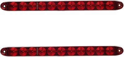 Partsam 2PCS Red 15 11 LED Trailer Light Bar Sealed Stop Turn Tail Park Third 3rd Brake Light Truck Trailer Marker ID Bar Waterproof DOT Compliant