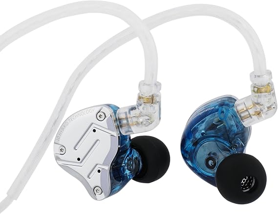 Linsoul KZ ZS10 Pro, 4BA+1DD 5 Driver in Ear Monitor, HiFi Wired Earbuds, Gaming Earbuds, Hybrid IEM Earphones with Stainless Steel Faceplate, Detachable Cable for Musician (with Mic, Blue)