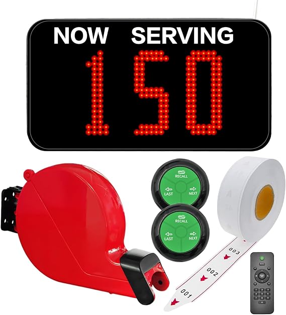 Take a Number System Queue Wireless Calling System with 1 Take a Number Display 2 Next Call Button 1 Ticket Dispenser 3-Digit Ticket Roll