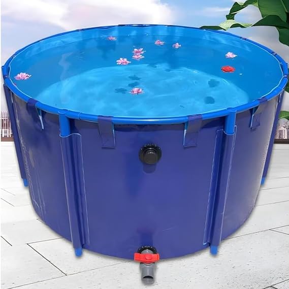 PVC Canvas Fish Pond with Frame, Aquaculture Water Tank Cistern, Above Ground Pool, Outdoor Special Fish Farming Pool Pond for Breeding Koi, Garden Lrrigation,1x0.6m