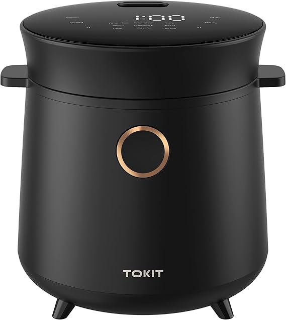 TOKIT Mini Rice Cooker with 3-Cup Uncooked Capacity and 9 Presets