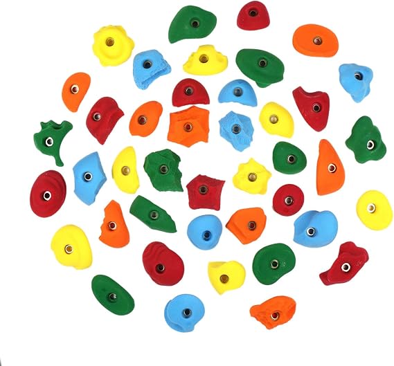 Atomik Rock Climbing Holds Set of 40 Bolt-On Variety Pack in Assorted Bright Tones
