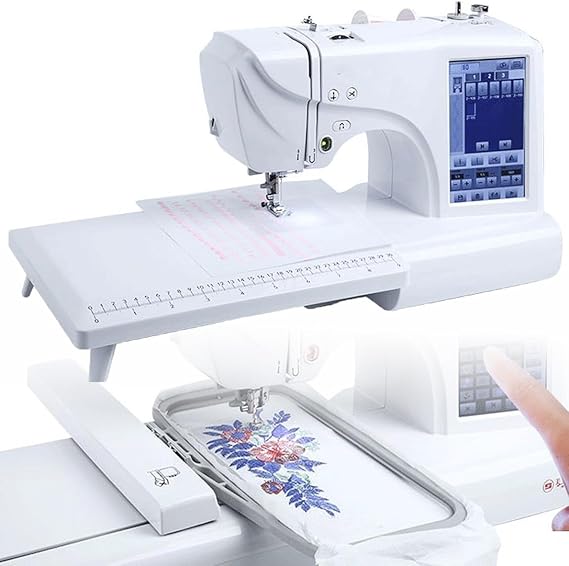 Automatic Sewing Machine, Electric Embroidery Machine with 7" LCD Touch Screen, Multi-Pattern Design, 4x Embroidery Area, 11 Languages, Home Use