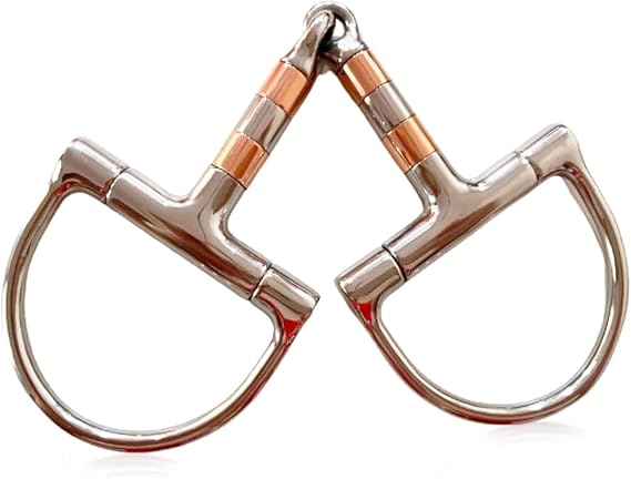 Stainless Steel D-Ring Snaffle Mouth Horse Bit D Ring Snaffle Bit with Copper Roller Horses Single Jointed Mouth Snaffle Horse Bit