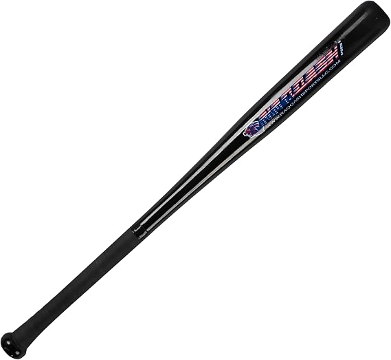 33 Inch Self Defense Baseball Bat Black Barrel & Black Grip Beech Wood/Poplar Wood/Solid Wood for Youth & Adult 18 oz & Barrel 2.25 Inches/only for Self Defense & Home Defense BY Naqqash Sports